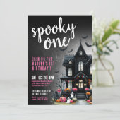 Spooky One Pink Halloween 1e verjaardag Kaart (Staand voorkant)