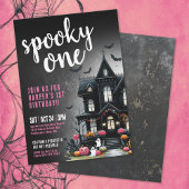Spooky One Pink Halloween 1e verjaardag Kaart
