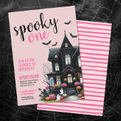 Spooky One Pink Halloween 1e verjaardag Kaart