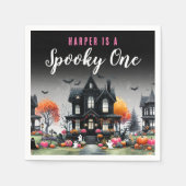 Spooky One Pink Halloween 1e verjaardag Servet (Voorkant)