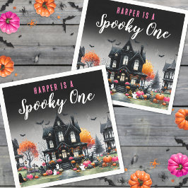 Spooky One Pink Halloween 1e verjaardag Servet