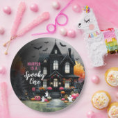 Spooky One Pink Halloween 1st Birthday Party Papieren Bordje (Feest)
