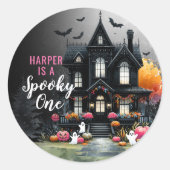 Spooky One Pink Halloween 1st Birthday Party Ronde Sticker (Voorkant)