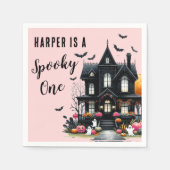 Spooky One Pink Halloween 1st Birthday Party Servet (Voorkant)