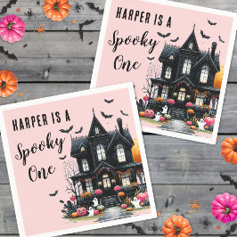 Spooky One Pink Halloween 1st Birthday Party Servet
