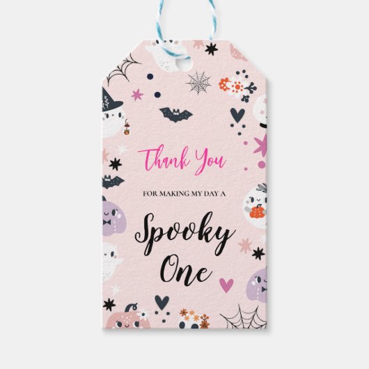 Spooky One Pink Halloween Cadeaulabel (Voorkant)