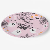 Spooky One Pink Halloween Ghost Papieren Bordje (Gekanteld)