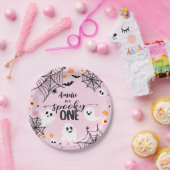 Spooky One Pink Halloween Ghost Papieren Bordje (Feest)