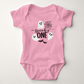 Spooky One Pink Halloween Ghost Romper (Voorkant)