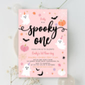Spooky One Pink Halloween Schattige Ghost 1st Birt Kaart