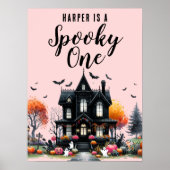 Spooky One Pink Halloween verjaardagsfeestje teken Poster (Voorkant)