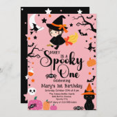 Spooky One Pink Witchy Halloween Verjaardagsfeestj Kaart (Voorkant / Achterkant)