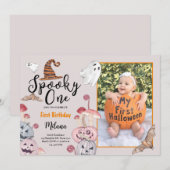 Spooky One Pumpkin Halloween Birthday met foto Kaart (Voorkant / Achterkant)