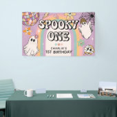 Spooky One Retro 1e Verjaardag Halloween Party Spandoek (Beurs)