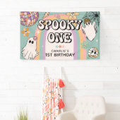 Spooky One Retro 1e Verjaardag Halloween Party Spandoek (Insitu)