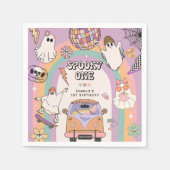 Spooky One Retro Fun 1e verjaardagsfeestje Servet (Voorkant)