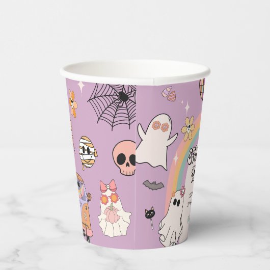Spooky One Retro Fun Halloween 1e verjaardagsfeest Papieren Bekers (Rechts)