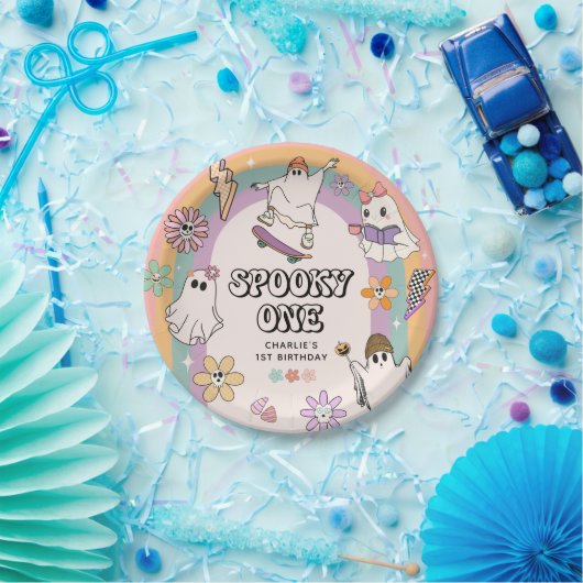 Spooky One Retro Fun Halloween 1e verjaardagsfeest Papieren Bordje (Feest)