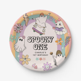 Spooky One Retro Fun Halloween 1e verjaardagsfeest Papieren Bordje