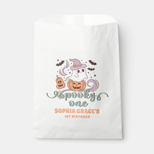 Spooky One Retro Ghost Halloween Verjaardagsfeestj Bedankzakje (Voorkant)