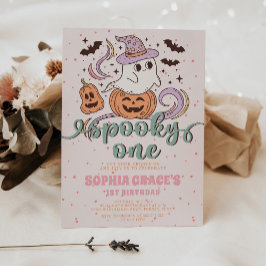 Spooky One Retro Ghost Halloween Verjaardagsfeestj Kaart