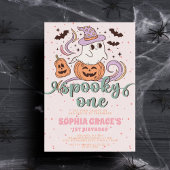 Spooky One Retro Ghost Halloween Verjaardagsfeestj Kaart