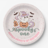 Spooky One Retro Ghost Halloween Verjaardagsfeestj Papieren Bordje (Voorkant)