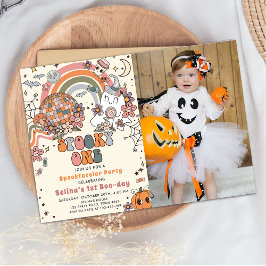 Spooky One Retro Ghost Halloween Verjaardagsfoto Kaart