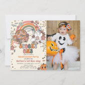 Spooky One Retro Ghost Halloween Verjaardagsfoto Kaart (Voorkant)