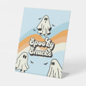 Spooky One Retro Ghost Verjaardag Snacks Reclamebord Met Voetstuk (Voorkant)