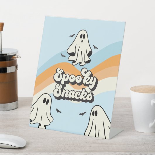 Spooky One Retro Ghost Verjaardag Snacks Reclamebord Met Voetstuk (Insitu)
