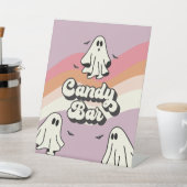Spooky One Retro Ghost Verjaardag Snoep Bar Reclamebord Met Voetstuk (Insitu)