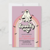 Spooky One Retro Halloween Ghost 1e Verjaardag Kaart (Voorkant)