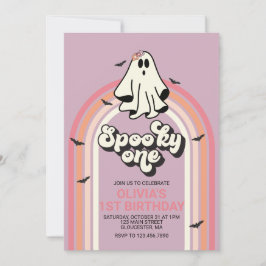Spooky One Retro Halloween Ghost 1e Verjaardag Kaart