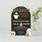 Spooky One, Retro Thema 1e verjaardag Uitnodiging (Staand voorkant)