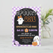 Spooky One, Retro Thema 1e verjaardag Uitnodiging (Staand voorkant)