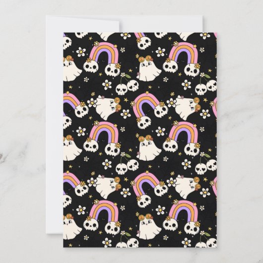 Spooky One, Retro Thema 1e verjaardag Uitnodiging (Achterkant)