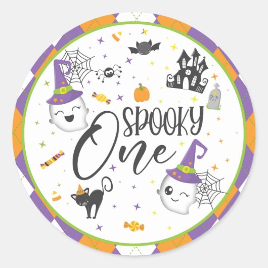 Spooky One Round Sticker - White (Voorkant)