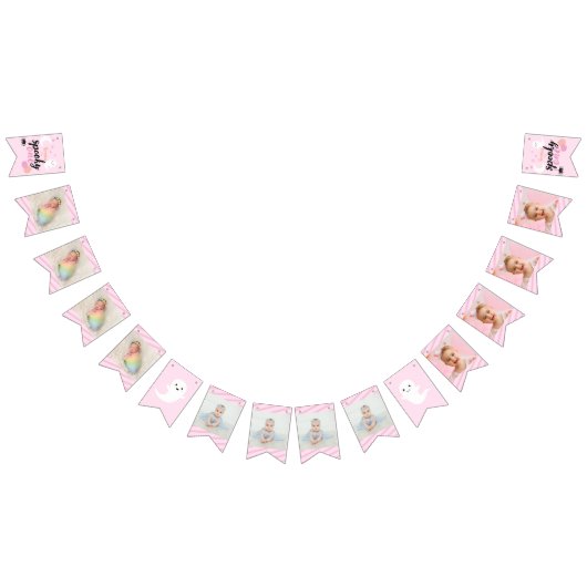 Spooky One Roze Eerste Verjaardag Vlaggetjes (Alle)