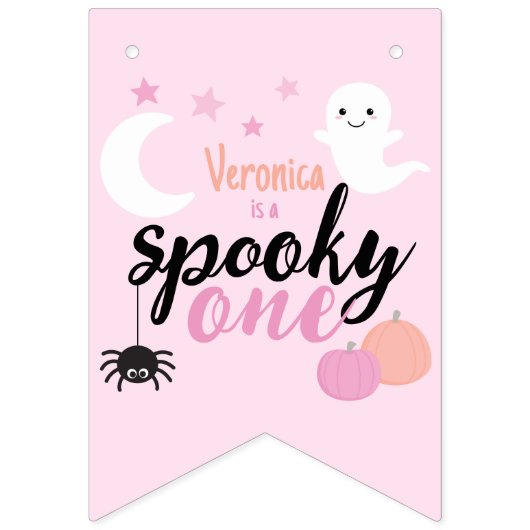 Spooky One Roze Eerste Verjaardag Vlaggetjes (Eerste vlag)