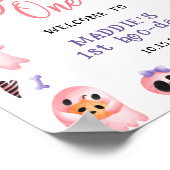 Spooky One Roze Halloween 1e Verjaardag Welkom Poster (Hoek)