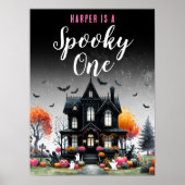 Spooky One Roze Halloween 1e Verjaardagsfeest Sign Poster (Voorkant)