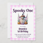 Spooky One Roze Halloween Eerste Verjaardagsfeest Kaart (Voorkant)