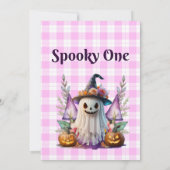 Spooky One Roze Halloween Eerste Verjaardagsfeest Kaart (Achterkant)