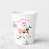 Spooky One roze Halloween verjaardag kleine Boo Papieren Bekers (Voorkant)