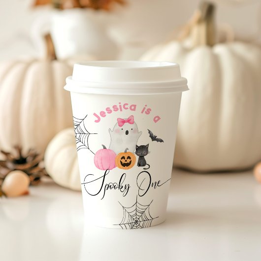 Spooky One roze Halloween verjaardag kleine Boo Papieren Bekers