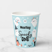Spooky One Schattige Ghost Boy 1st Birthday Party Papieren Bekers (Voorkant)