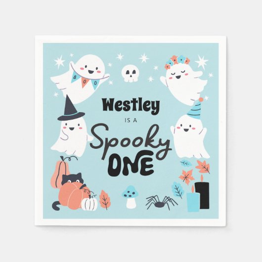 Spooky One Schattige Ghost Boy 1st Birthday Party Servet (Voorkant)