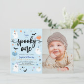 Spooky One Schattige Ghost Halloween Foto 1e Verja Kaart (Staand voorkant)