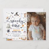 Spooky One Schattige Halloween Ghost 1st Birthday Kaart (Voorkant)